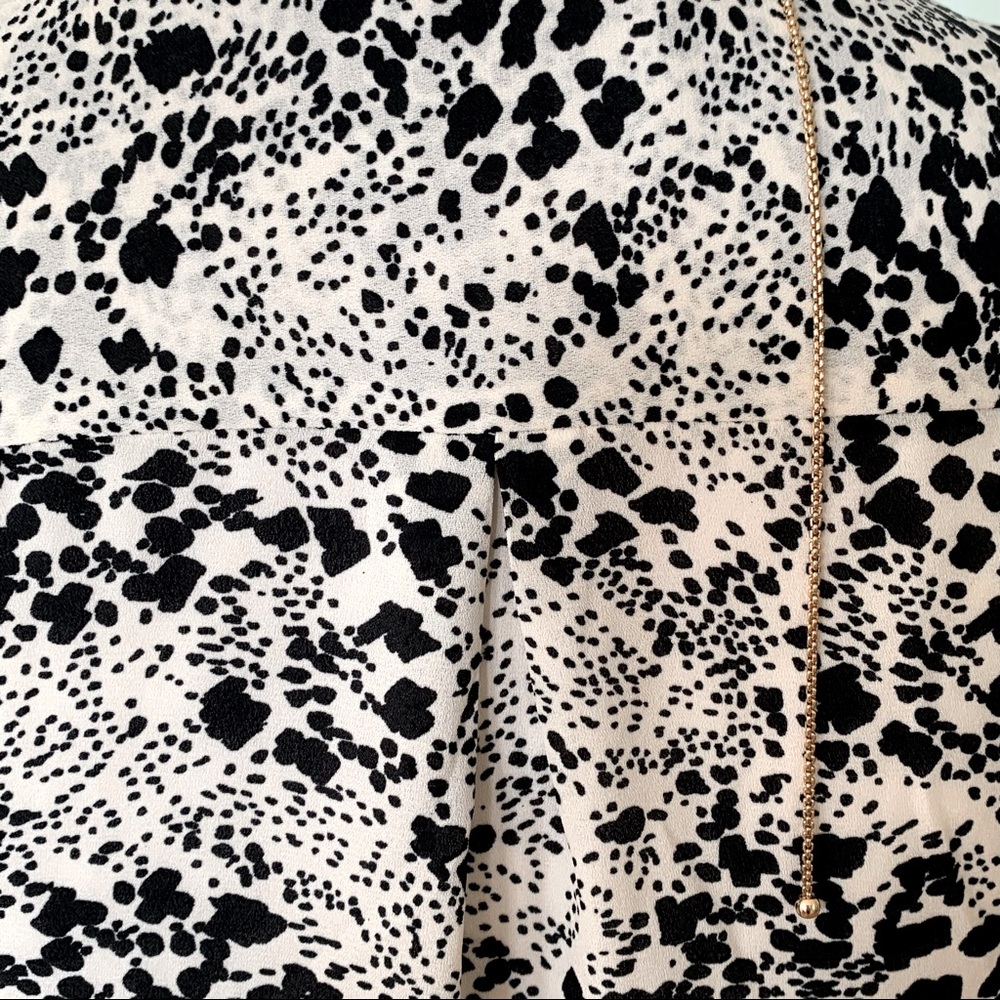 H&M Flutter Sleeve Pleated Print Top Blouse Xs - image 7